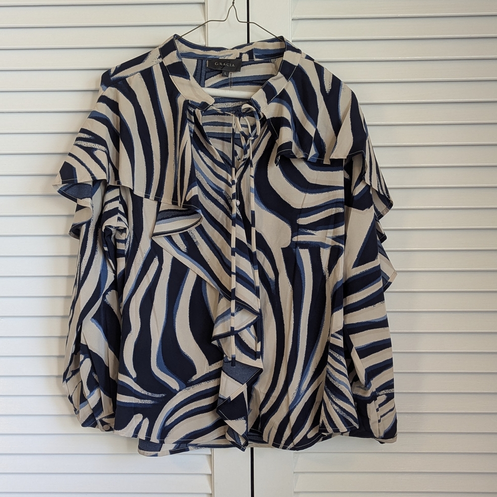 Chic Zebra Print Blouse with Many Ruffles for the Flamboyant YOU!